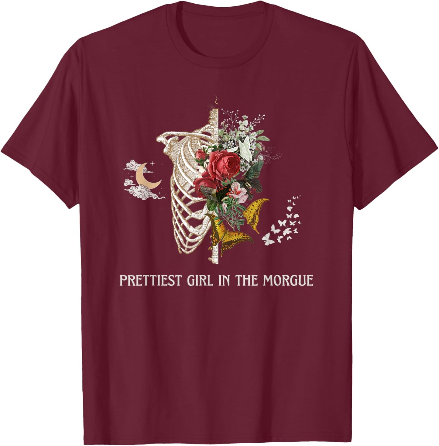 Goth and Gothic Prettiest Girl in the Morgue Emo Halloween T-Shirt - T-Shirt | Maroon