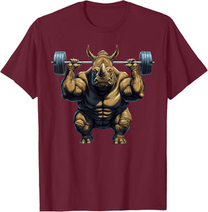 Rhino Powerlifting Weightlifting Rhinoceros Gym Workout T-Shirt - T-Shirt | Maroon