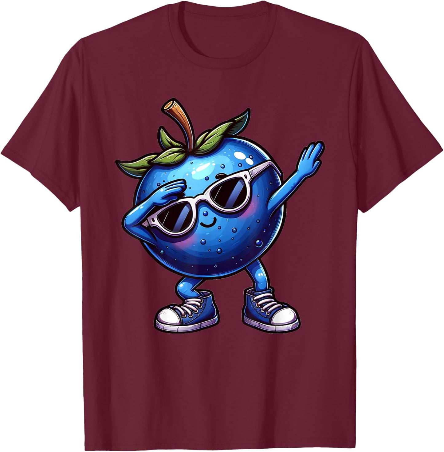 Dabbing Blueberry Funny Blue Blueberry Fruit , black T-Shirt - T-Shirt | Maroon