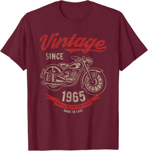 Vintage Since 1965 Birthday Gift Motorcycle Bike T-Shirt - T-Shirt | Maroon