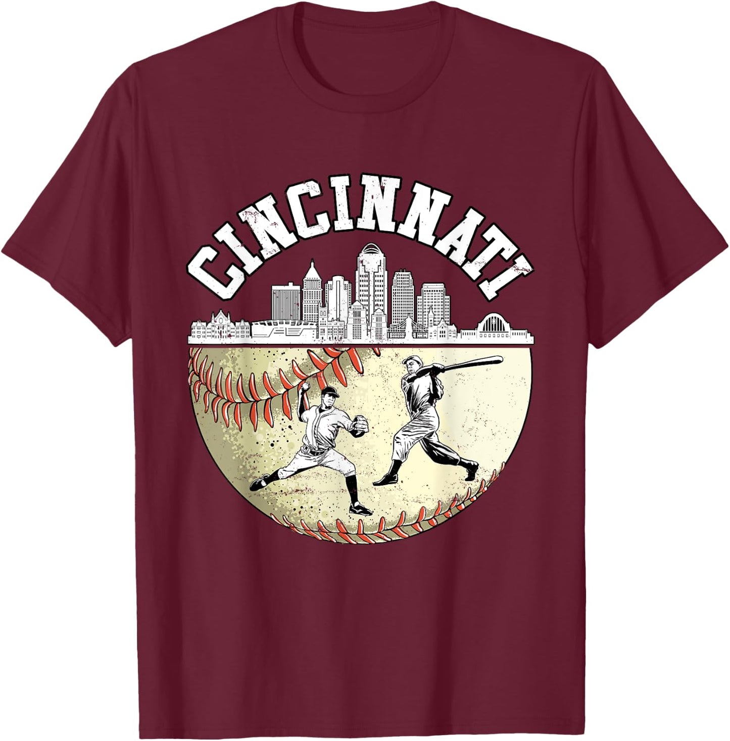 Cincinnati Vintage Baseball Lover and Player Boys T-Shirt - T-Shirt | Maroon