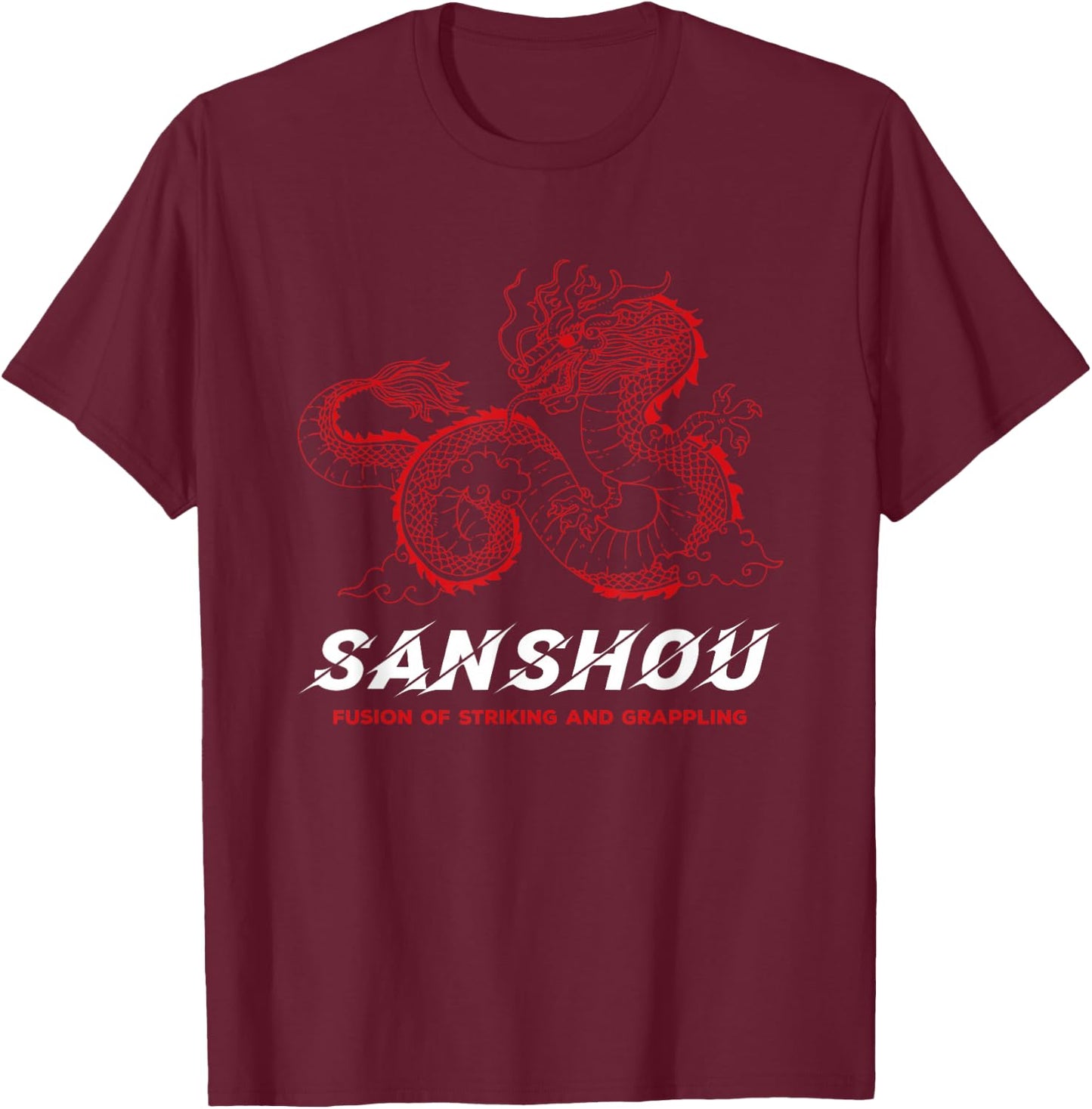 Sanshou Sanda Dragon Chinese Boxing Martial Arts T-Shirt - T-Shirt | Maroon