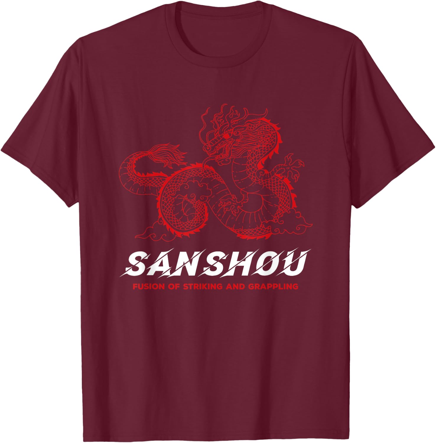 Sanshou Sanda Dragon Chinese Boxing Martial Arts T-Shirt - T-Shirt | Maroon
