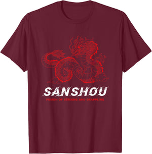 Sanshou Sanda Dragon Chinese Boxing Martial Arts T-Shirt - T-Shirt | Maroon