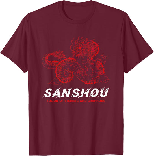 Sanshou Sanda Dragon Chinese Boxing Martial Arts T-Shirt - T-Shirt | Maroon