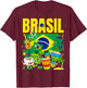 Brazil Flag - Outfit Idea - Brazilian Flag , Black, S T-Shirt - T-Shirt | Maroon