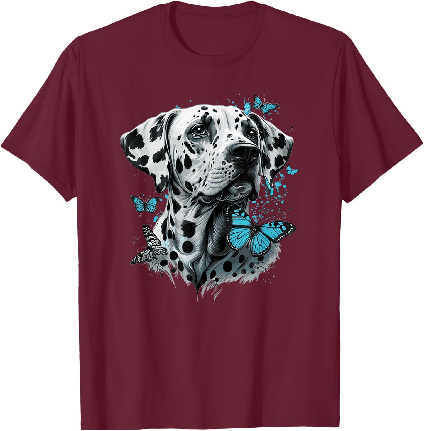 Dalmatiner und Schmetterlinge T-Shirt - T-Shirt | Maroon