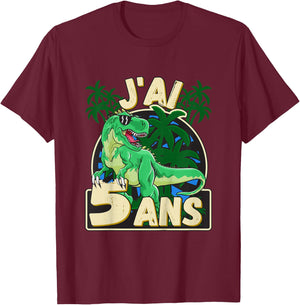 I Have 5 Years Dinosaur 5 Years Birthday Boy & Girl 5 Years T-Shirt - T-Shirt | Maroon