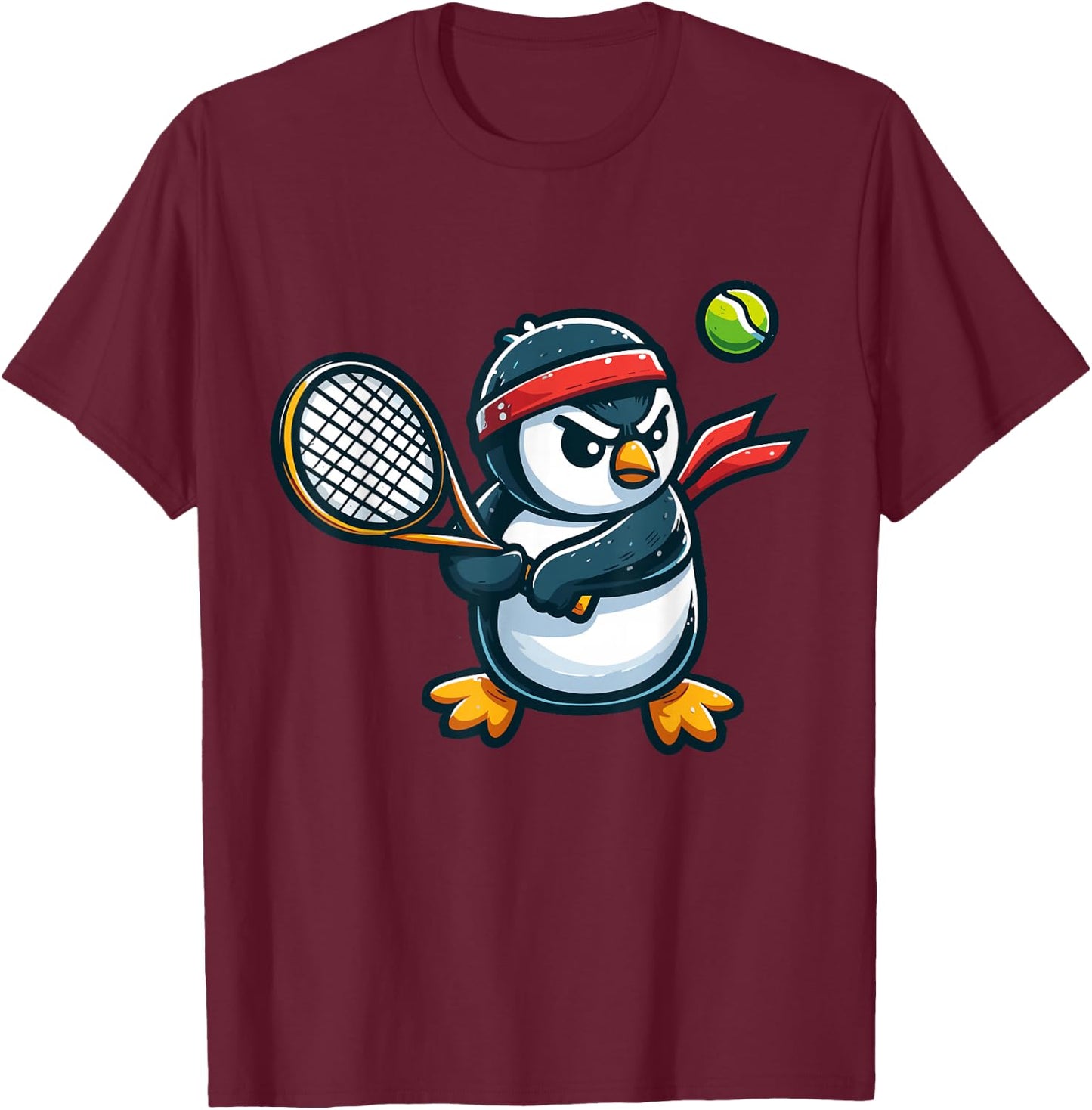 Penguin Tennis Club Animals Sport Tournament T-Shirt - T-Shirt | Maroon