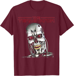 The Terminator T-800 Retro Head Cyborg Gamer Classic Sci-Fi T-Shirt - T-Shirt | Maroon