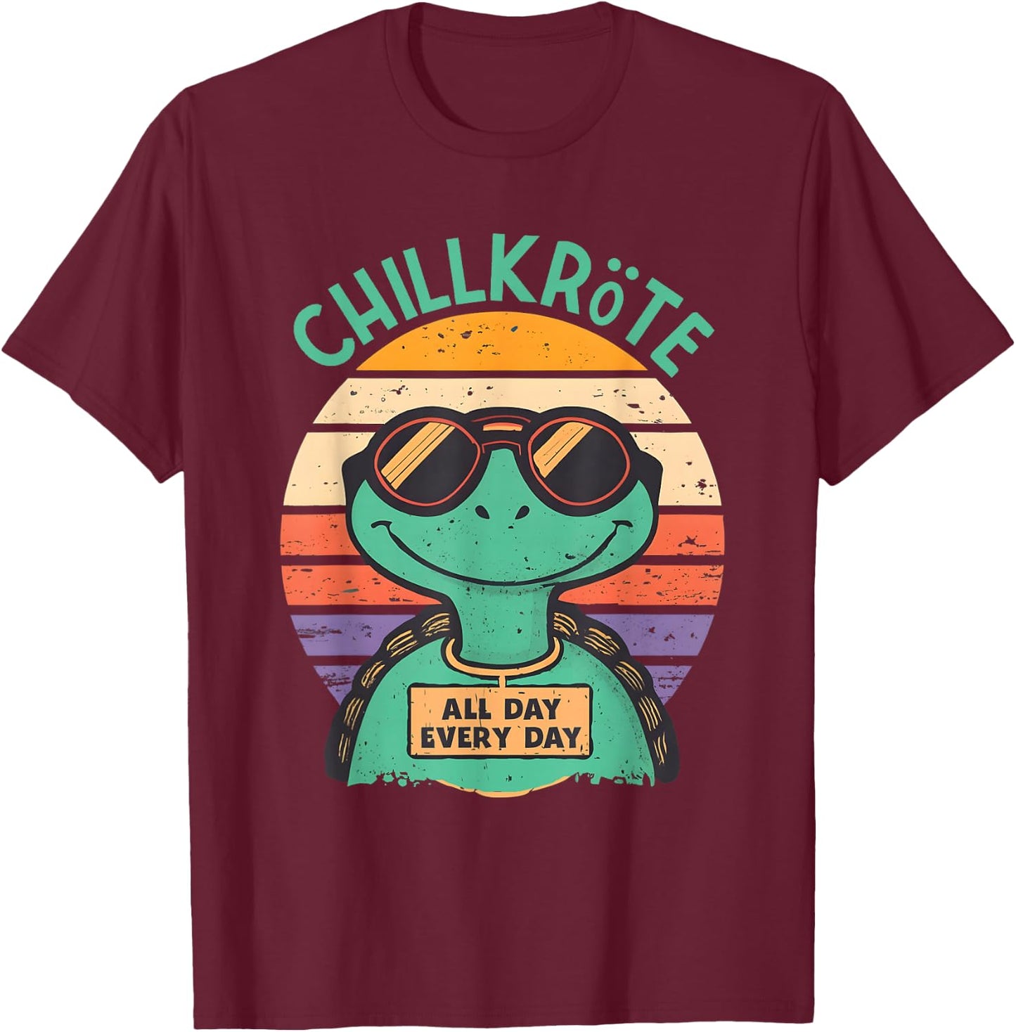 Chillkröte Fresh and Cool with Sunglasses , black T-Shirt - T-Shirt | Maroon