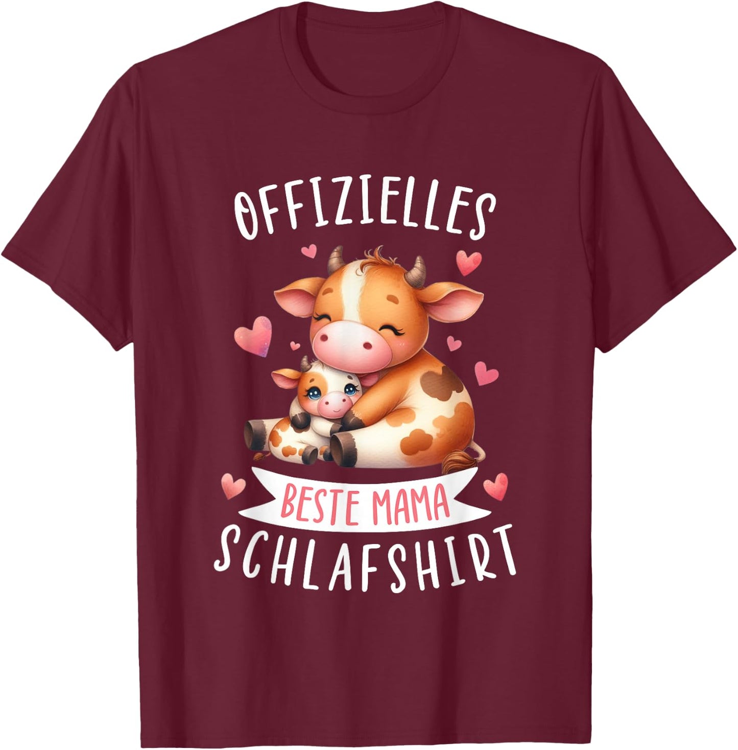 Offizielles Beste Mama Schlafshirt Muttertag Rind Kuh Mama T-Shirt - T-Shirt | Maroon