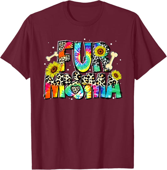 Fur Mama Tie Dye Leopard Mother's Day Dog Mom Life Dog Mama Men Women T-Shirt - T-Shirt | Maroon