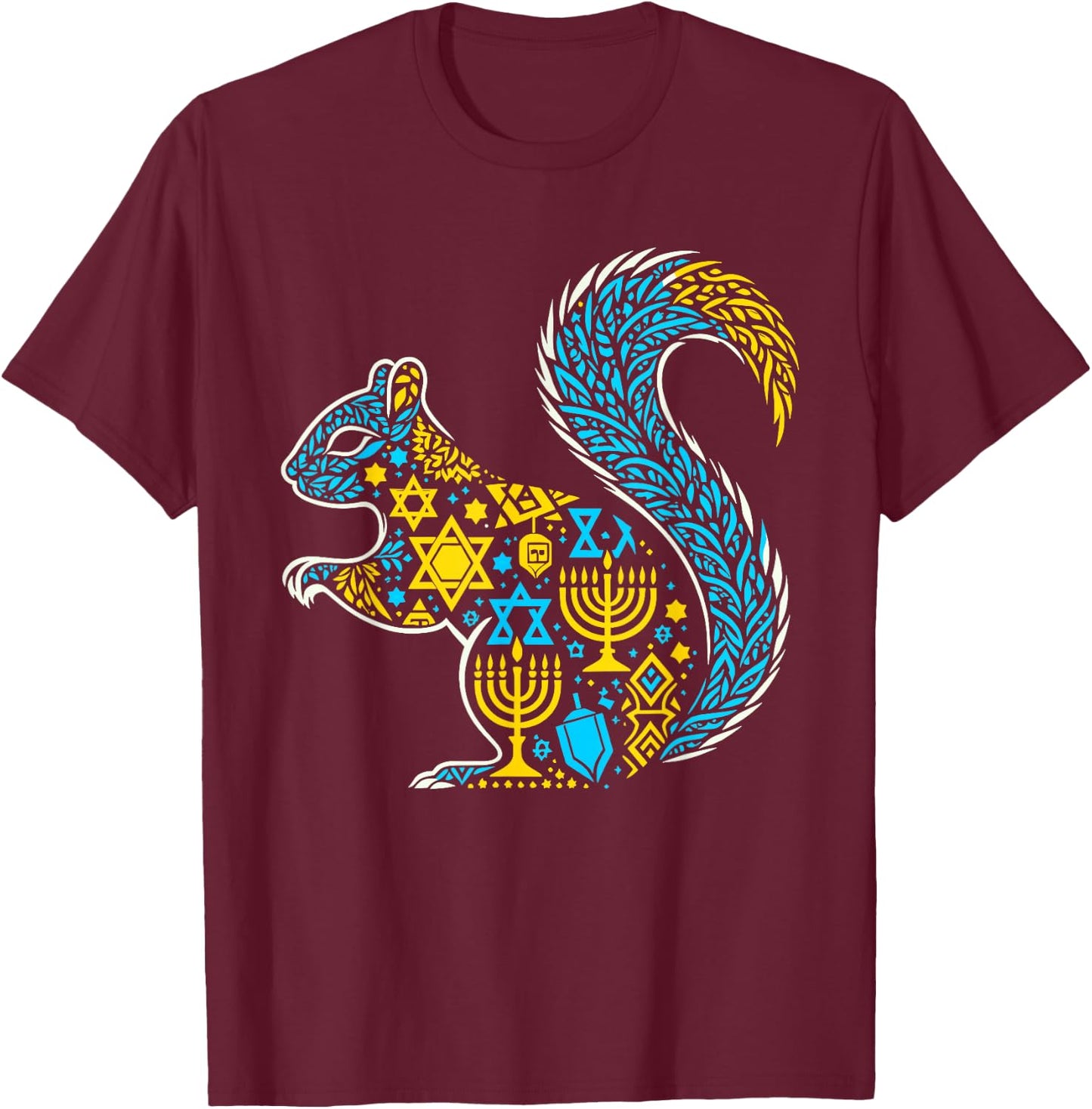 Squirrel Menorah Dreidel Jewish Hanukkah Kids T-Shirt - T-Shirt | Maroon
