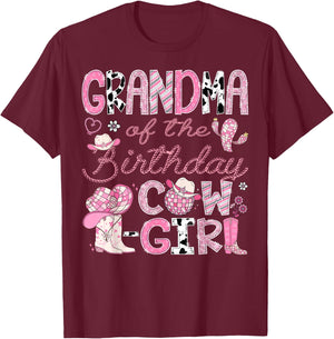 Grandma Of The Birthday Cow-Girl Rodeo CowGirl 1St Birthday T-Shirt - T-Shirt | Maroon