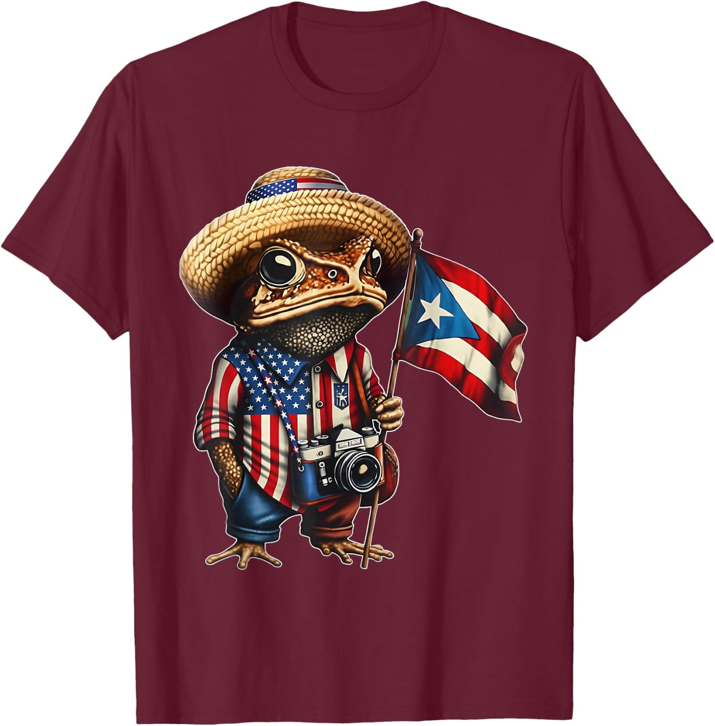 Puerto Rican Flag Boricua Taino Funny Puerto Rico Coqui T-Shirt - T-Shirt | Maroon