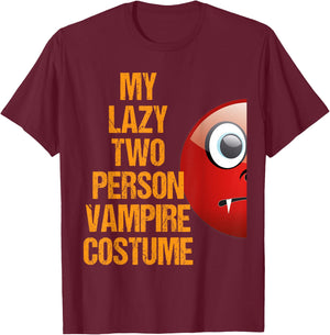 Vampire 1 Matching Couple Costume Funny Easy Halloween Shirt T-Shirt - T-Shirt | Maroon