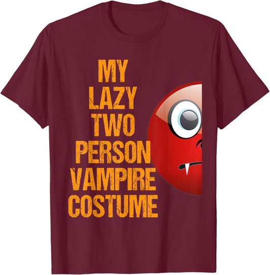 Vampire 1 Matching Couple Costume Funny Easy Halloween Shirt T-Shirt - T-Shirt | Maroon