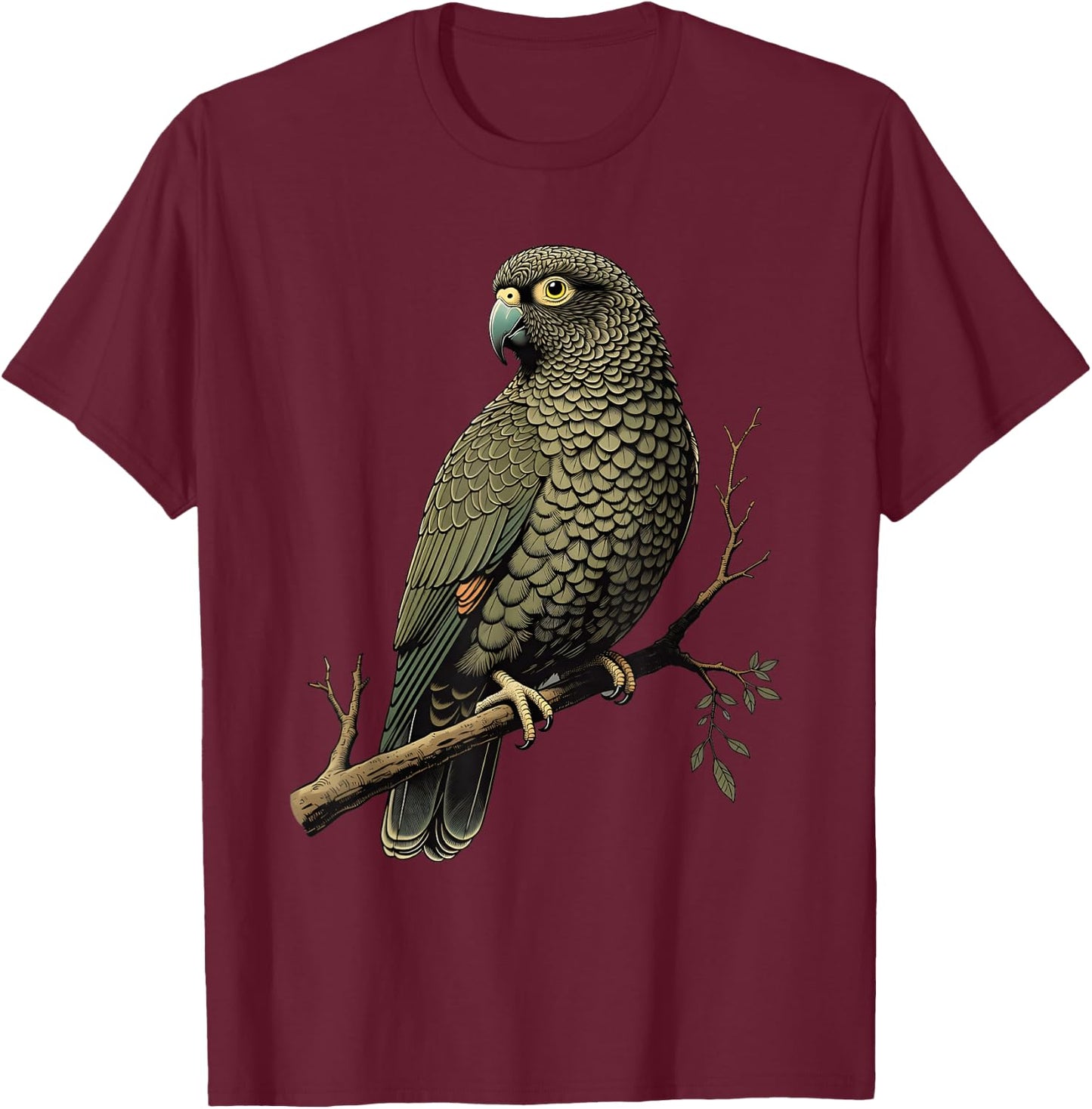 Vintage Kea Parrot Bird T-Shirt - T-Shirt | Maroon