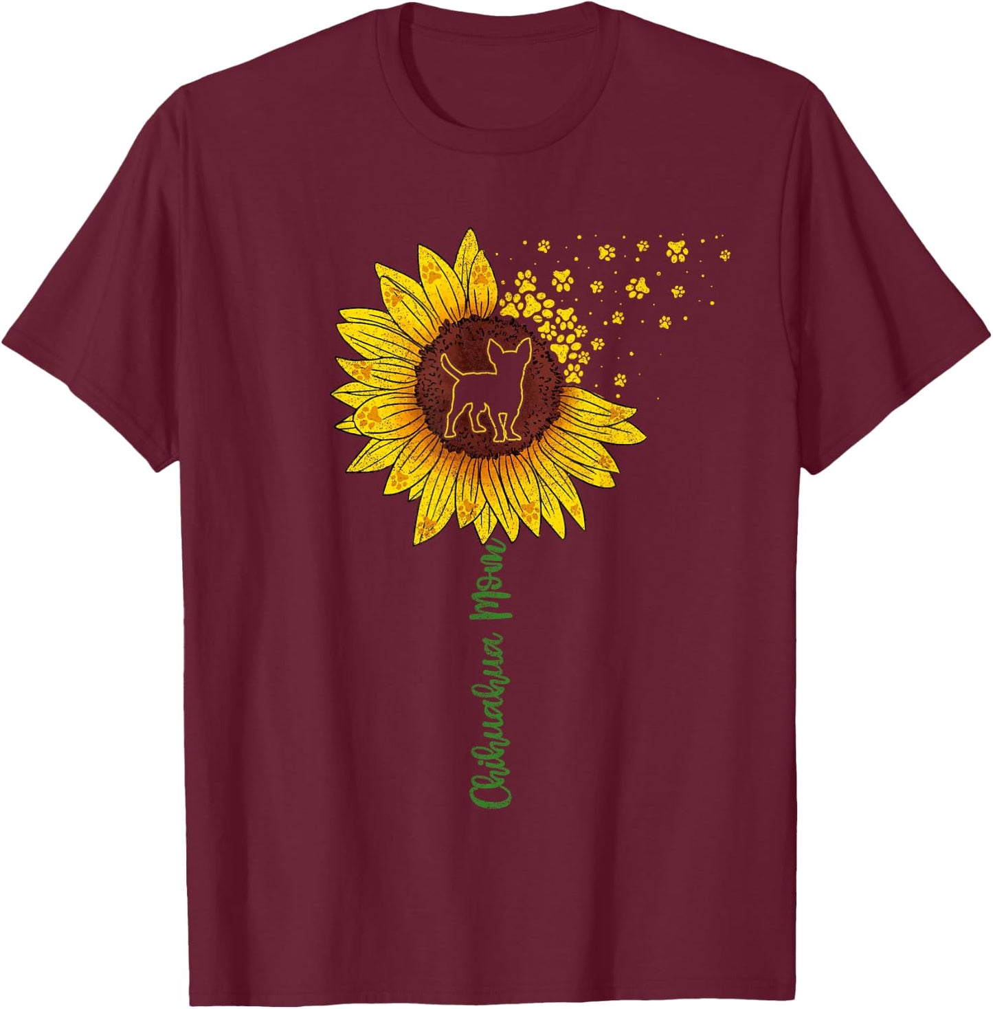 Chihuahua Mama Sunflower Shirt, Mothers Day Dog Mom T-Shirt - T-Shirt | Maroon