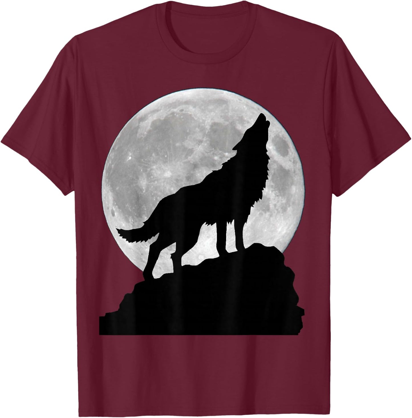 Wolf in moon light - Cool full dog pup howling T-Shirt - T-Shirt | Maroon