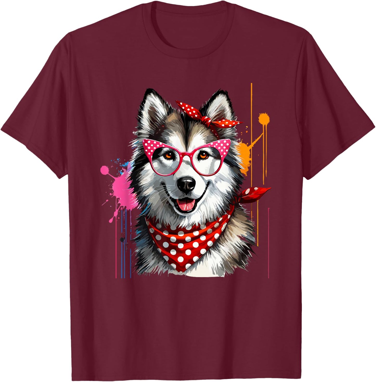Paint Art Alaskan Malamute Malamutes Painter Artist T-Shirt - T-Shirt | Maroon