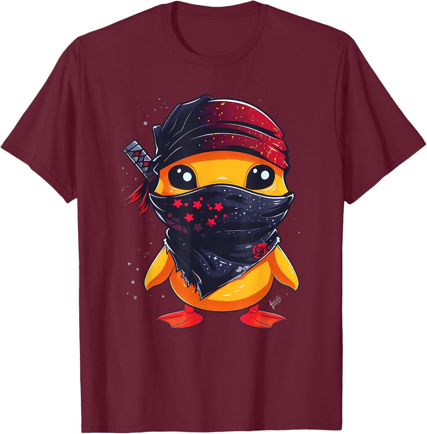 Rubber Duck Ninja Rubber Duckie Rubber Duckling Samurai T-Shirt - T-Shirt | Maroon