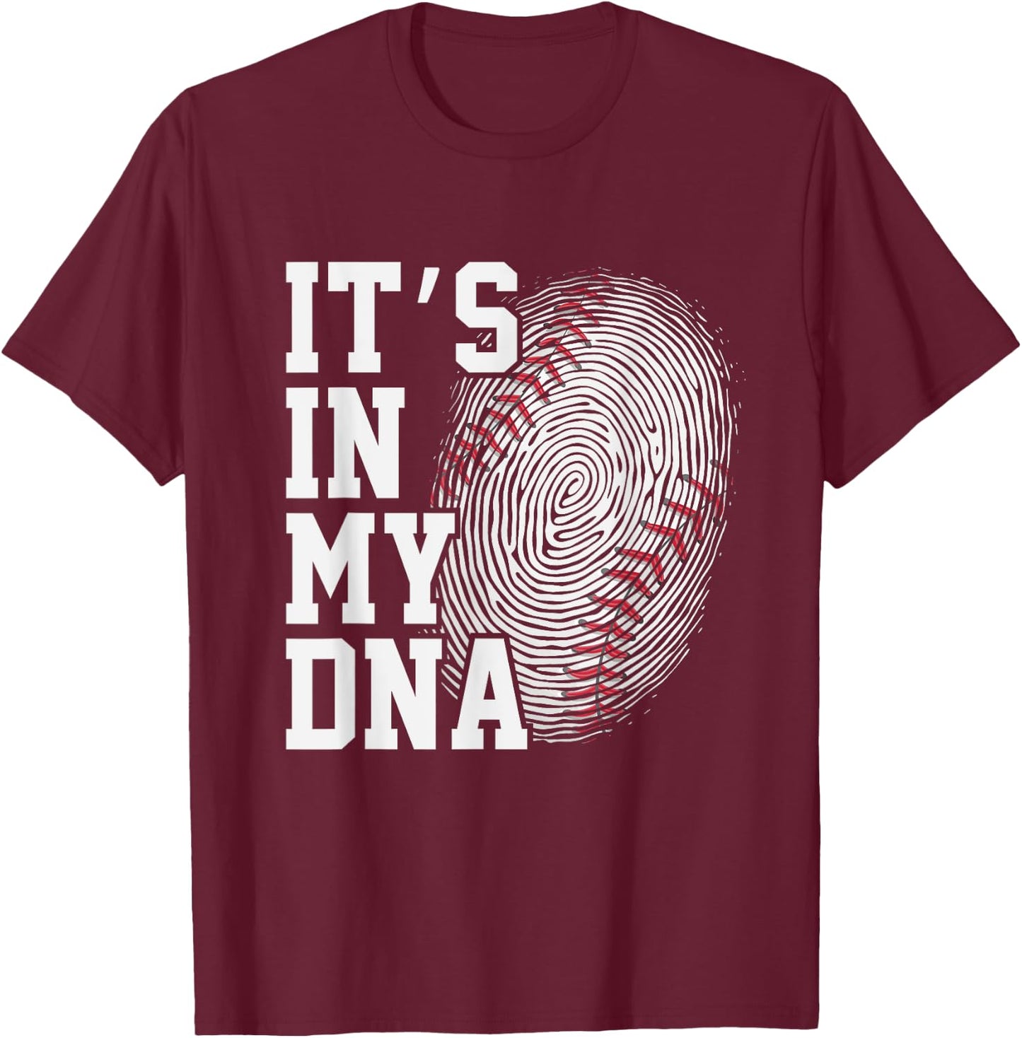 Baseball It's In My DNA Men Women Kids Fingerprint Vintage T-Shirt - T-Shirt | Maroon