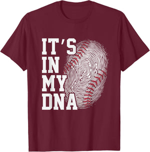 Baseball It's In My DNA Men Women Kids Fingerprint Vintage T-Shirt - T-Shirt | Maroon