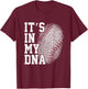 Baseball It's In My DNA Men Women Kids Fingerprint Vintage T-Shirt - T-Shirt | Maroon
