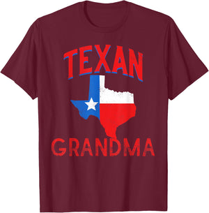 Texan Grandma Texas Flag Proud Vintage Grandmother Nan T-Shirt - T-Shirt | Maroon