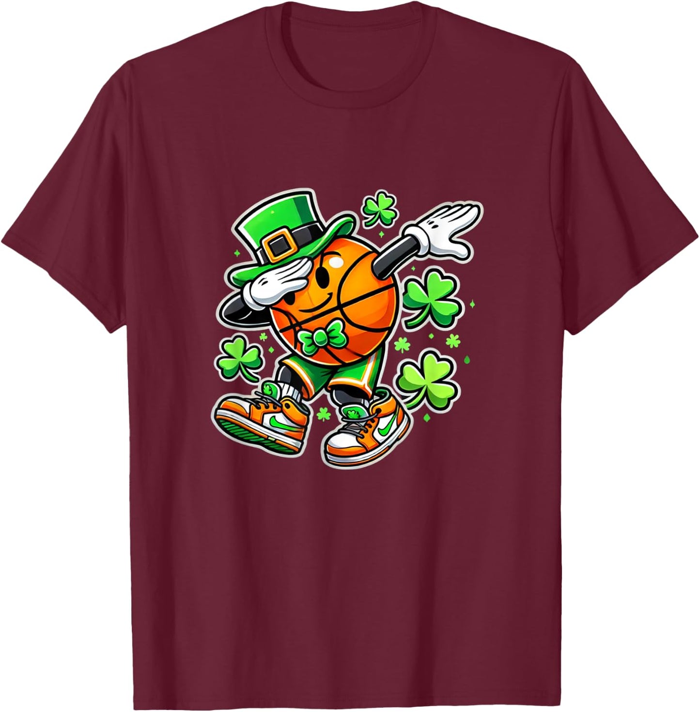 Basketball St Patricks Day Irish Basketball T-Shirt - T-Shirt | Maroon