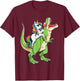 Unicorn Riding T rex Dinosaur Boys Girls Men Women Funny T-Shirt - T-Shirt | Maroon