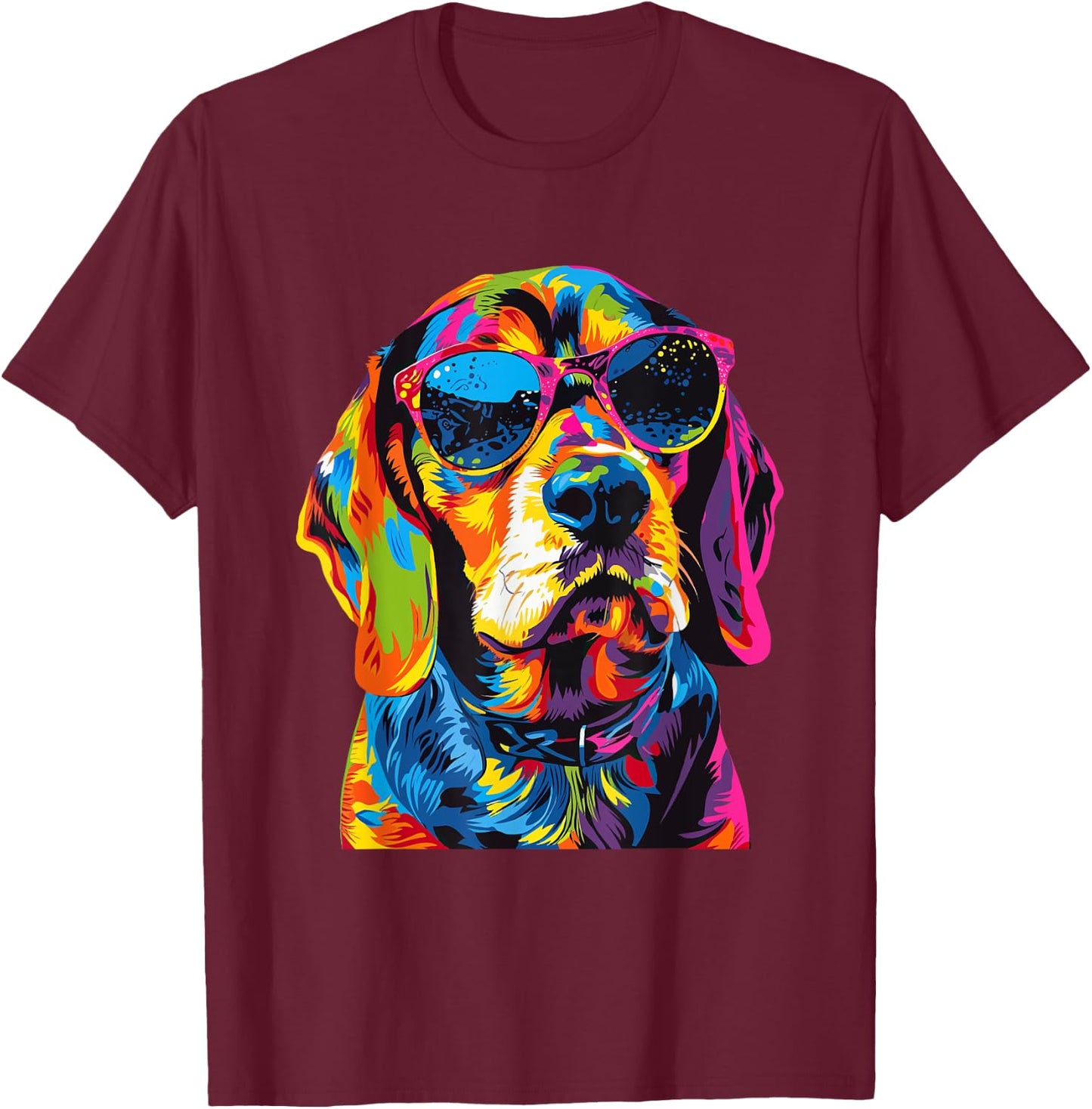 Beagle Lovers Design Pop Art Funny Beagle Dog T-Shirt - T-Shirt | Maroon
