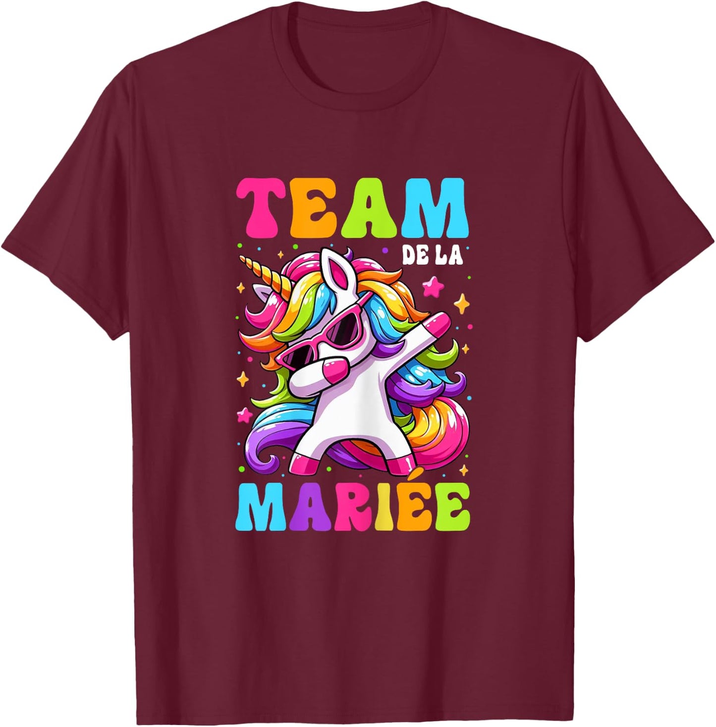 Funny Team Bride Evjf Femme Future Mariée Licorne T-Shirt - T-Shirt | Maroon