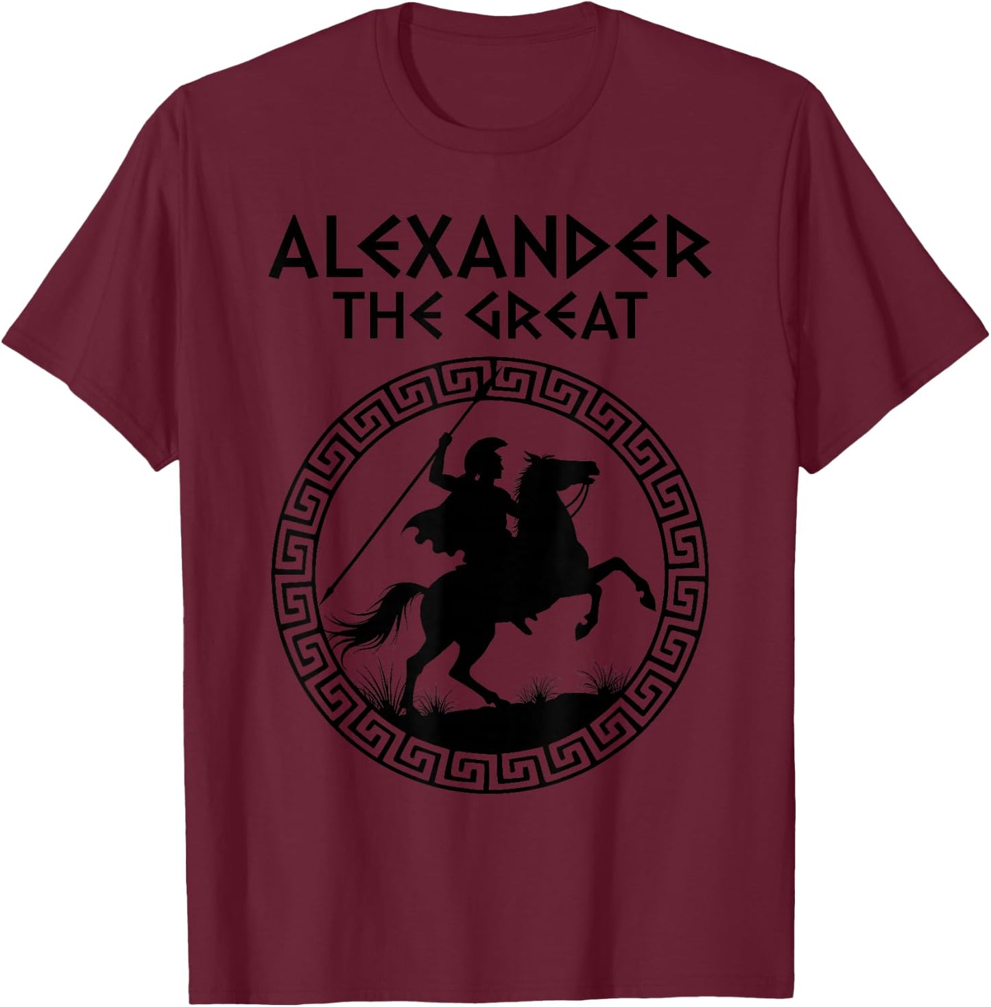 Alexander the Great and Bukephalos , gray T-Shirt - T-Shirt | Maroon