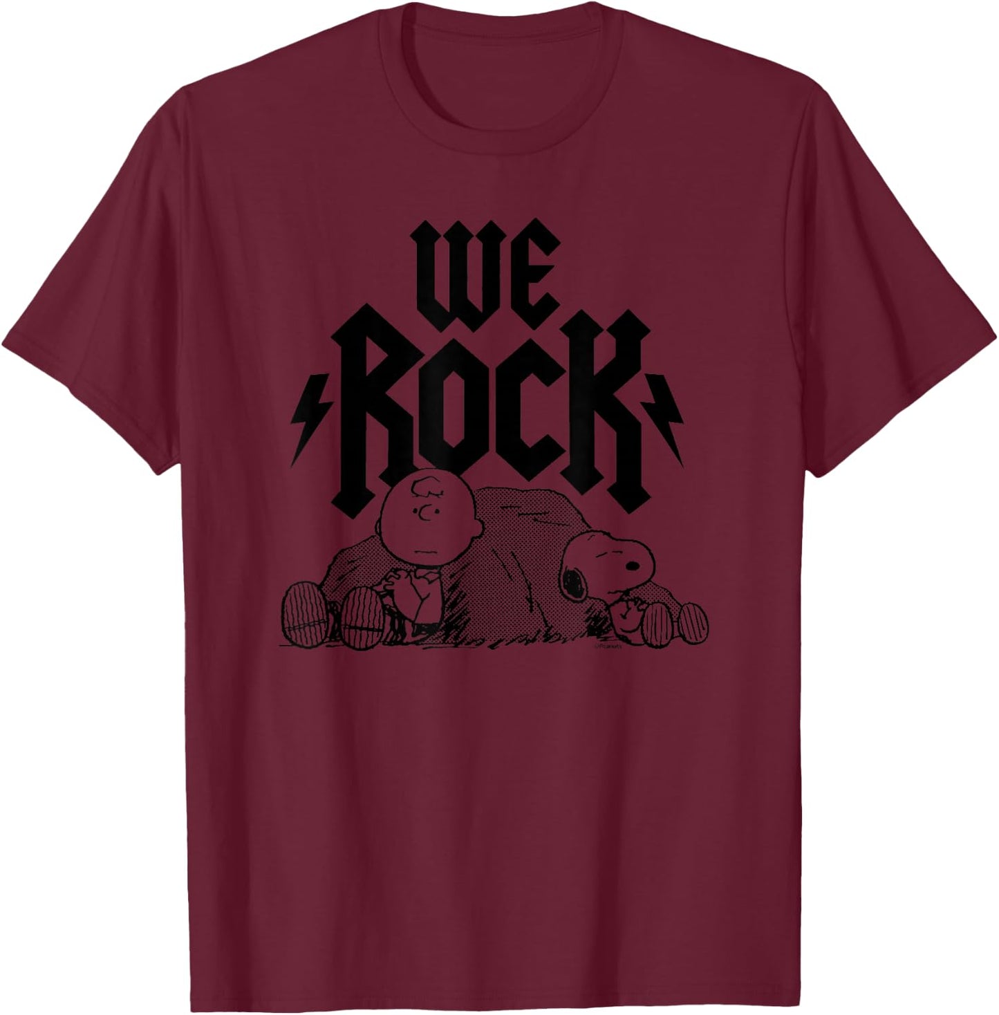 Peanuts - Wir rocken Charlie Brown und Snoopy T-Shirt - T-Shirt | Maroon