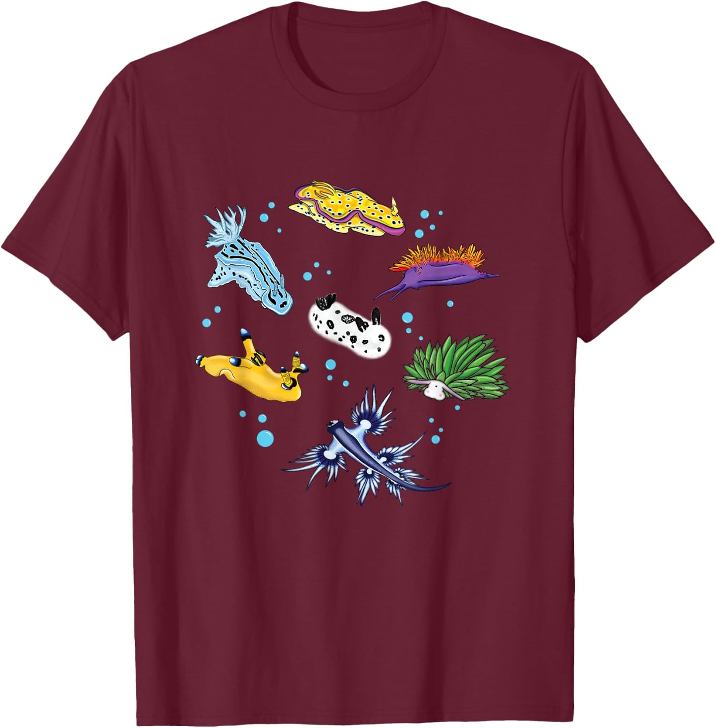 Nudibranch Sea Slug Ocean Scuba Diver Snorkeling Aquarium T-Shirt - T-Shirt | Maroon