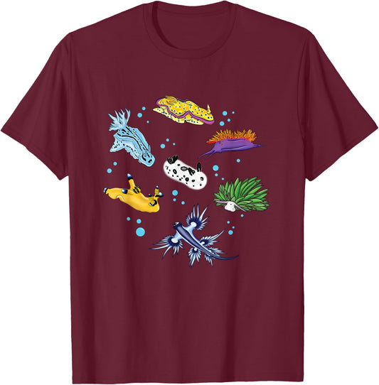 Nudibranch Sea Slug Ocean Scuba Diver Snorkeling Aquarium T-Shirt - T-Shirt | Maroon