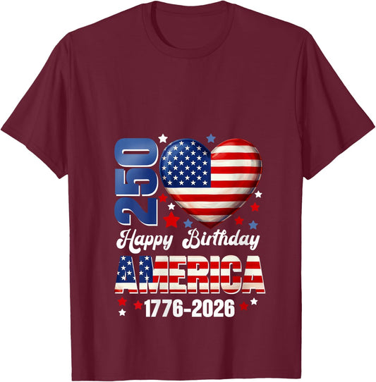 Women's America USA 250 Years Birthday 250th Anniversary 4th of July V-Neck T-Shirt - T-Shirt | Maroon