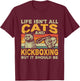 Retro Life Isn't All Cats And Kickboxing T-Shirt - T-Shirt | Maroon
