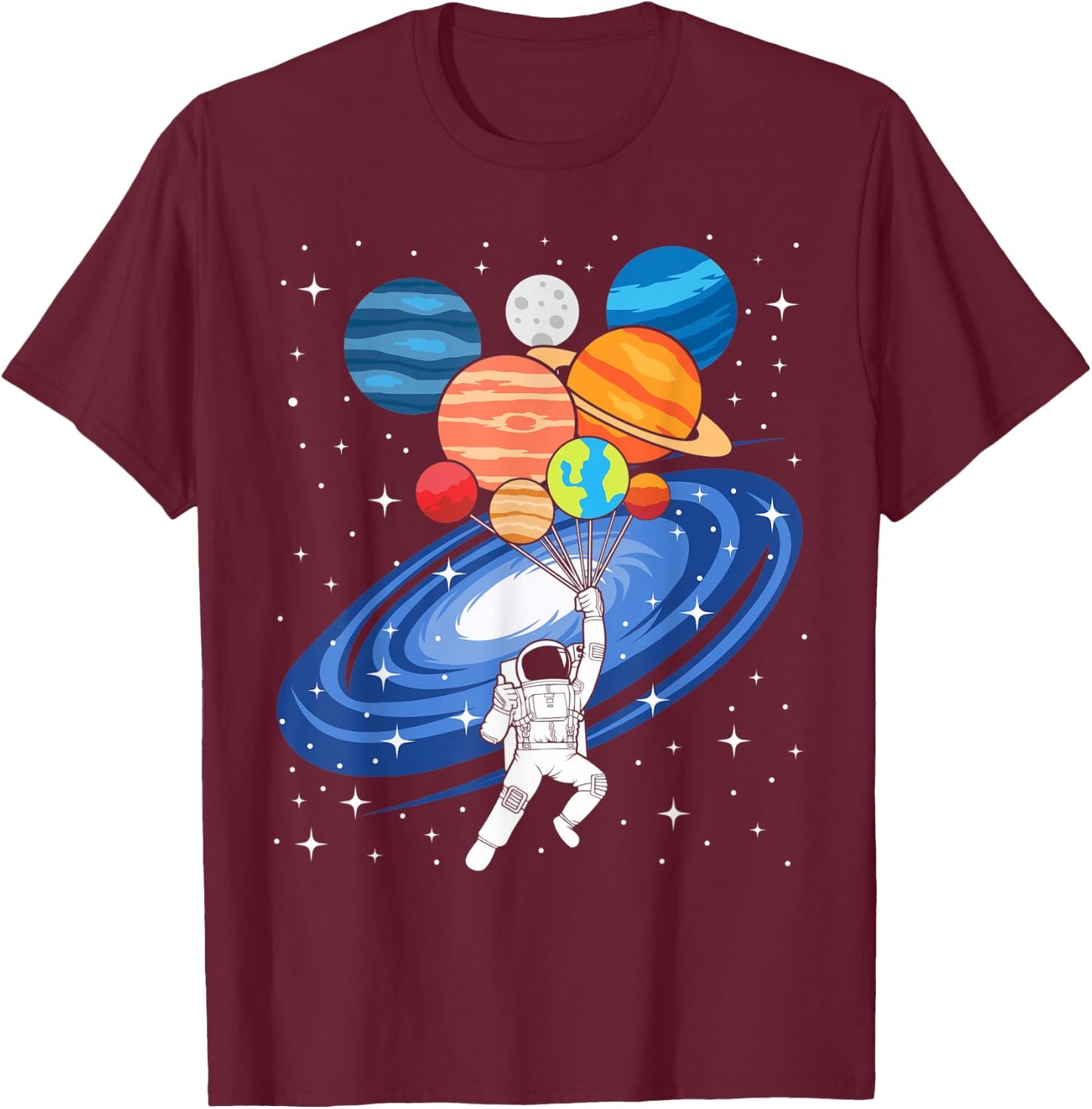 Solar System Galaxy of Planets Space Birthday Astronaut T-Shirt - T-Shirt | Maroon