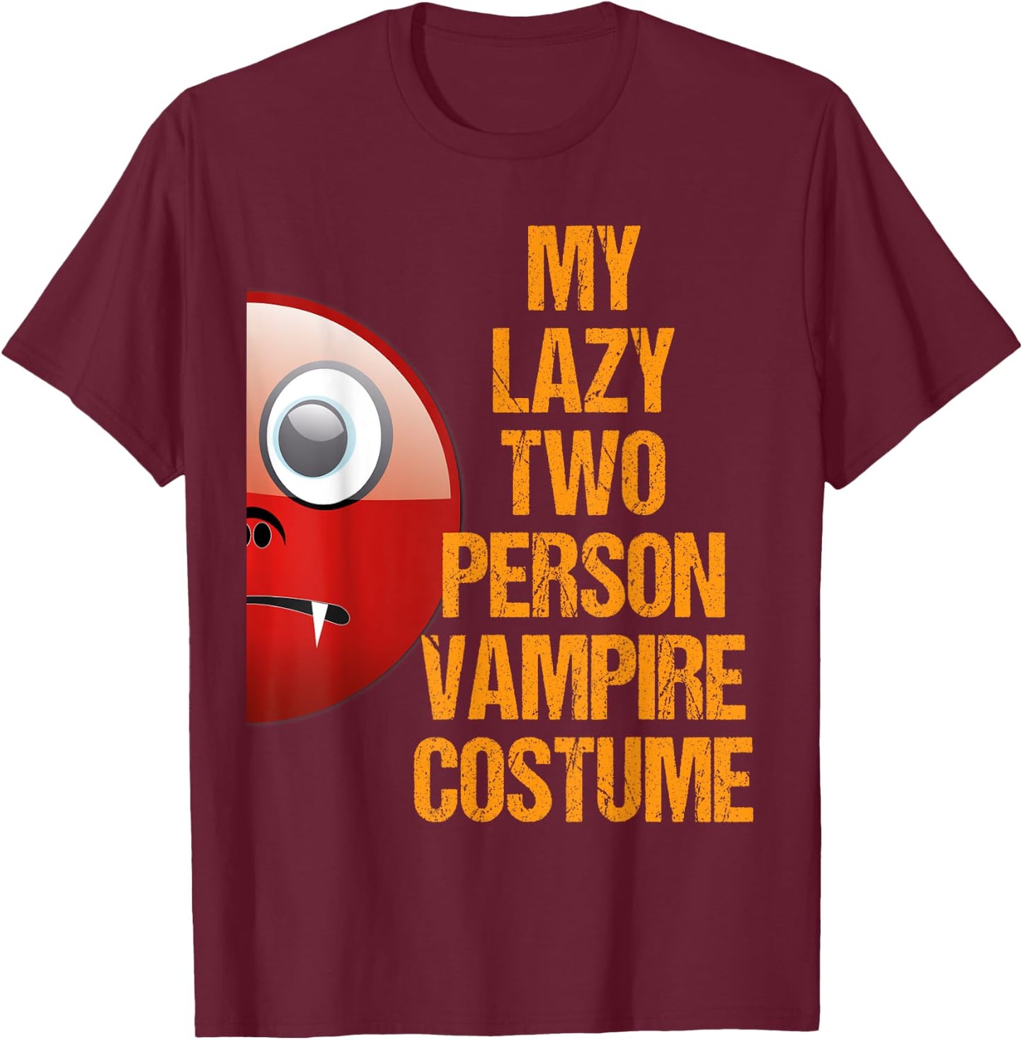 Vampire 2 Matching Couple Costume Funny Easy Halloween T-Shirt - T-Shirt | Maroon