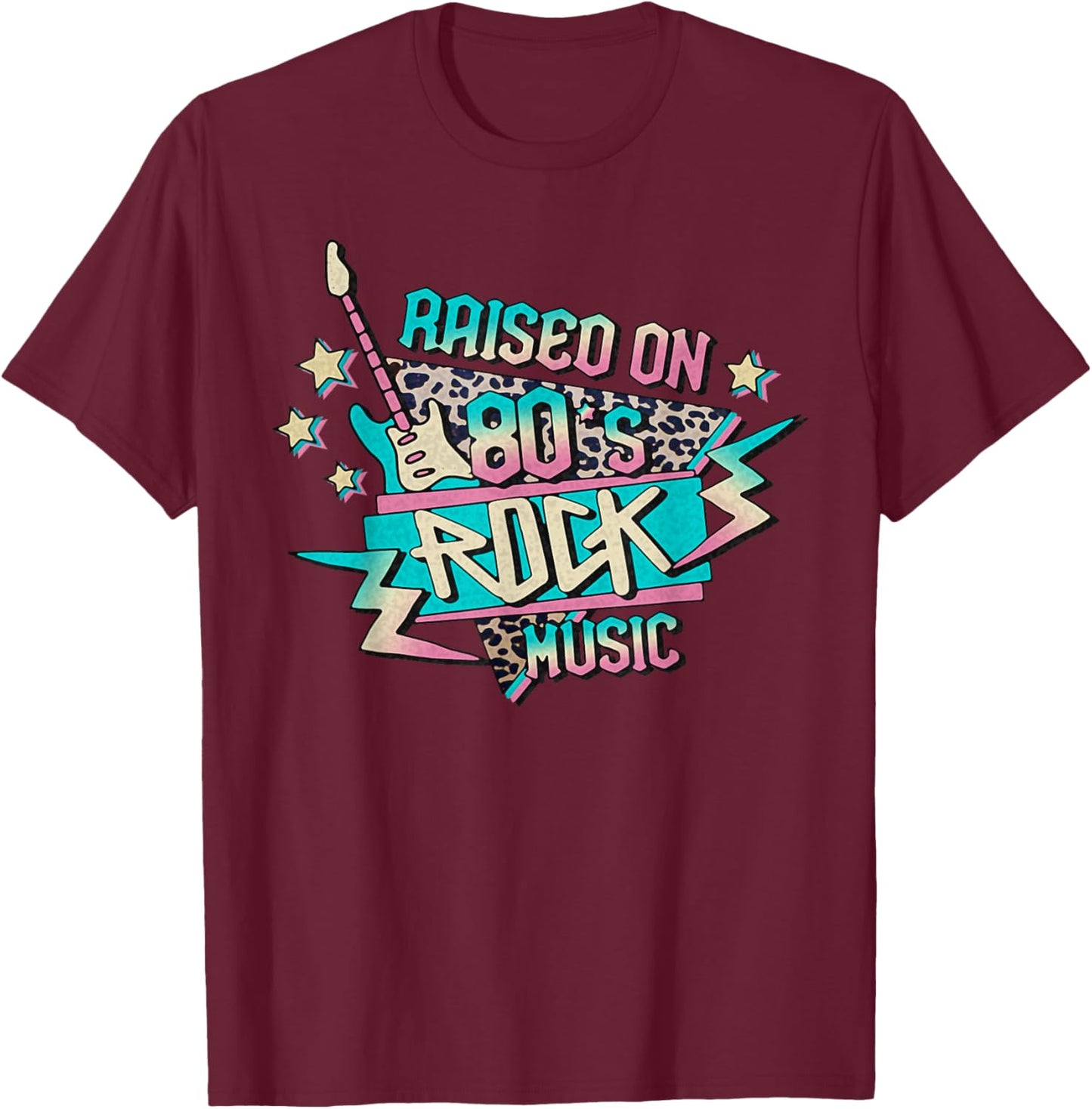 Vintage 80's Rock Music Eighties Hair Bands Guitarist T-Shirt - T-Shirt | Maroon