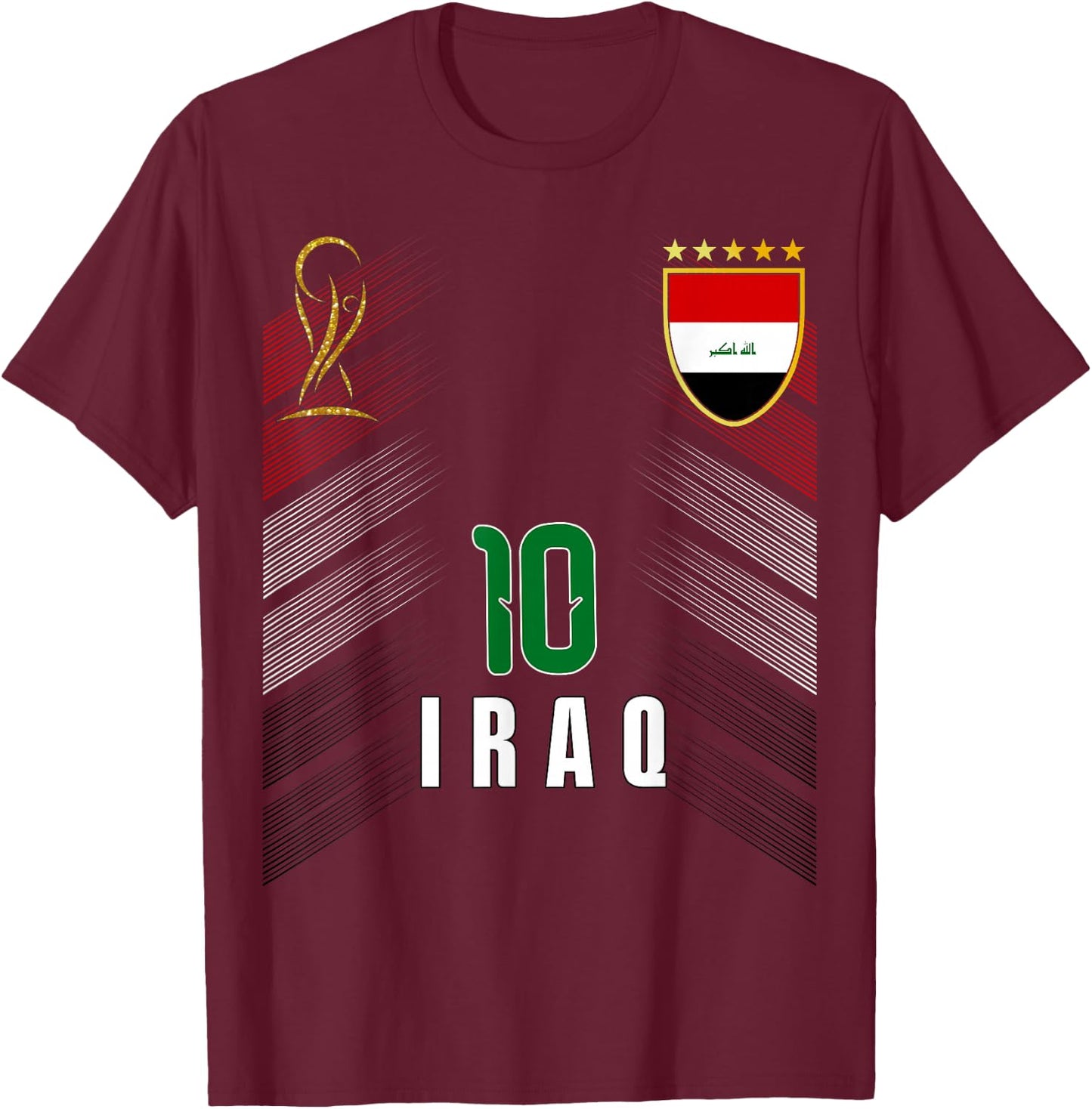Vintage Iraq Flag Iraqi Pride Lovers Retro T-Shirt - T-Shirt | Maroon