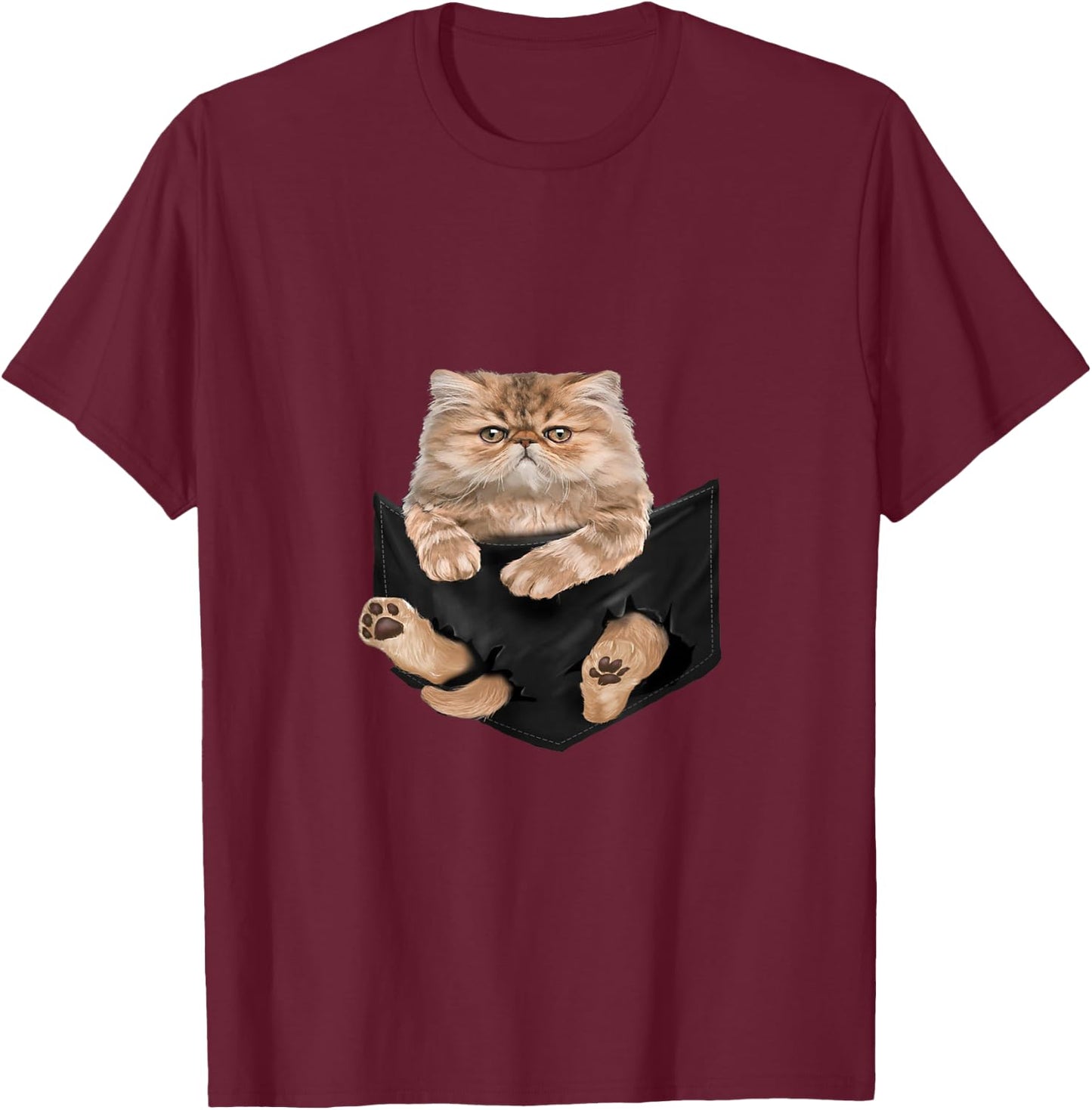 Cat Lovers Gifts Persian In Pocket Funny Kitten Face T-Shirt - T-Shirt | Maroon