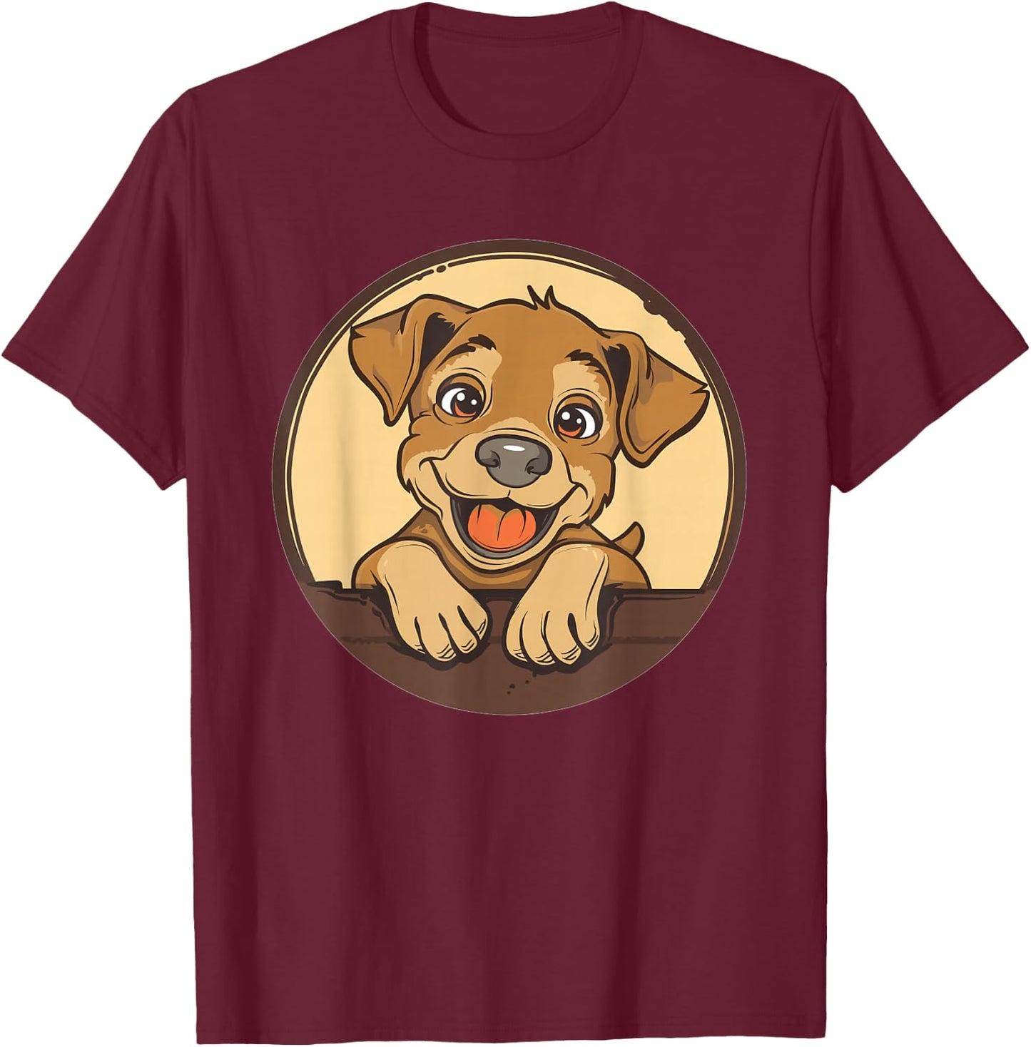 Cartoon Dog I Kids Dog T-Shirt - T-Shirt | Maroon