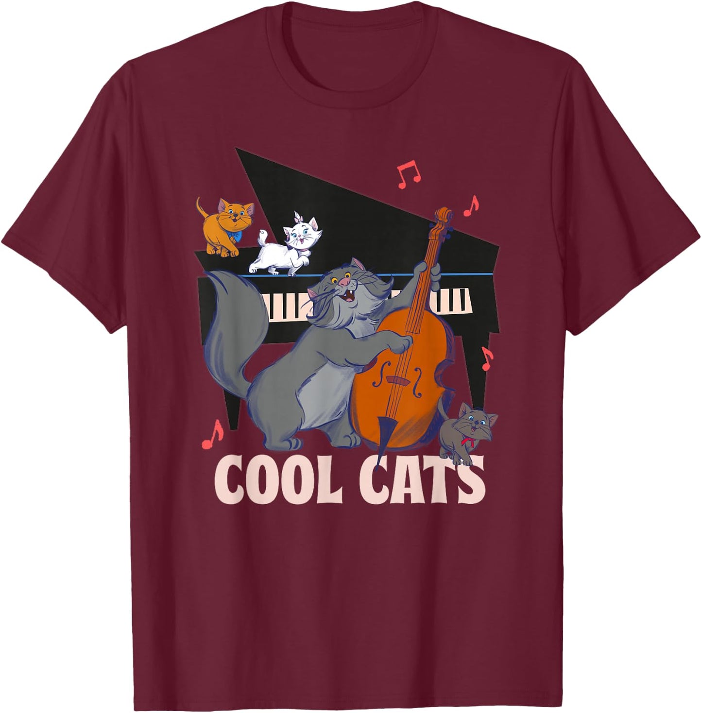 Aristocats Cool Cats Cats Music , Black, S T-Shirt - T-Shirt | Maroon
