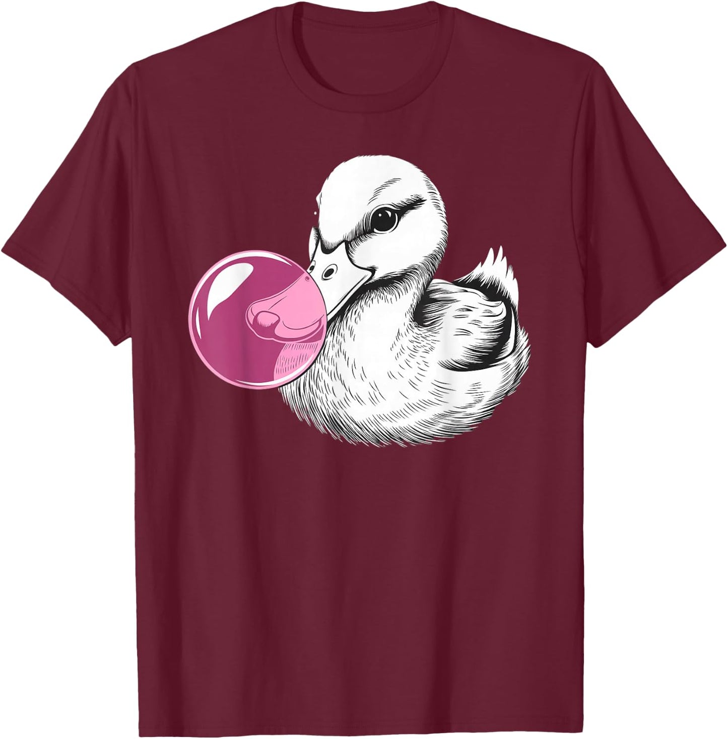 Cute Duck on pink bubble gum Duck T-Shirt - T-Shirt | Maroon