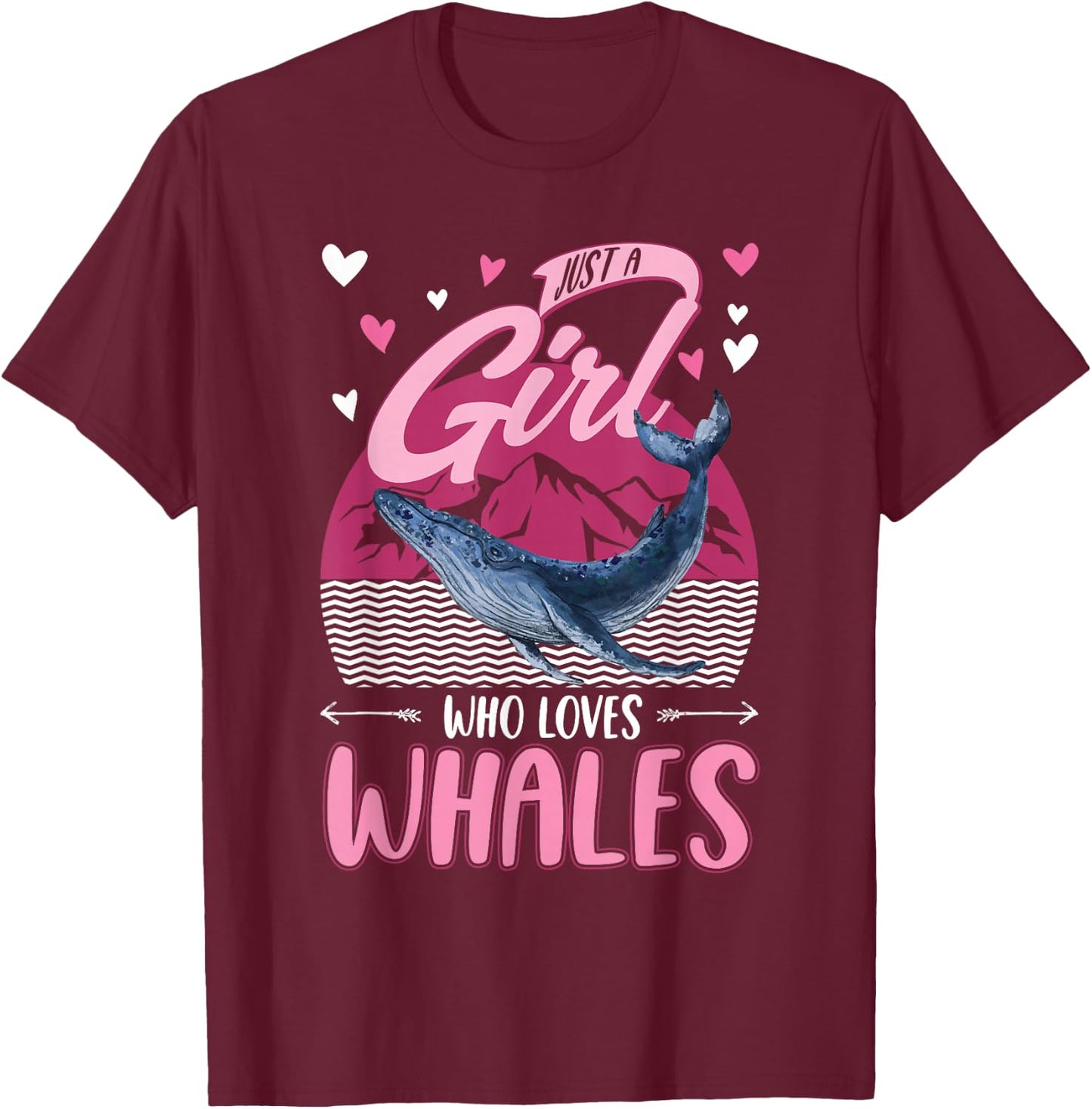 Whale Girl Humpback Whale Blue Whale T-Shirt - T-Shirt | Maroon